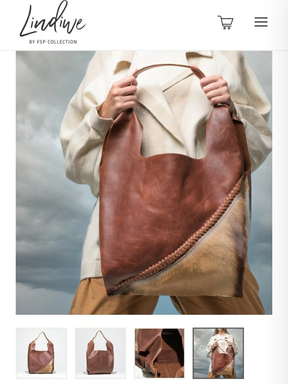 FSP Collection Cassey Braided Springbok Shoulder Tote